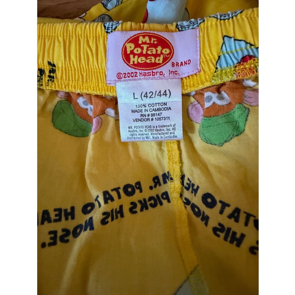 Vintage 2002 Mr Potato‎ Head Pajama Pants Mens Large Yellow Cotton Hasbro Lounge - Picture 5 of 6